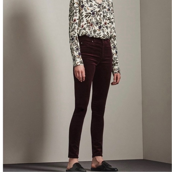 Ag The Farrah High Rise Skinny Velvet Skinny Jeans in Deep Current Size 25 - Picture 1 of 11